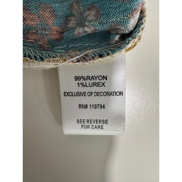 Farmers Market Blouse Woman's Size M Multicolor Boho Charming‎ Art - Picture 6 of 10